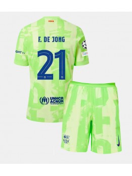 Barcelona Frenkie de Jong #21 Ausweichtrikot für Kinder 2024-25 Kurzarm (+ Kurze Hosen)